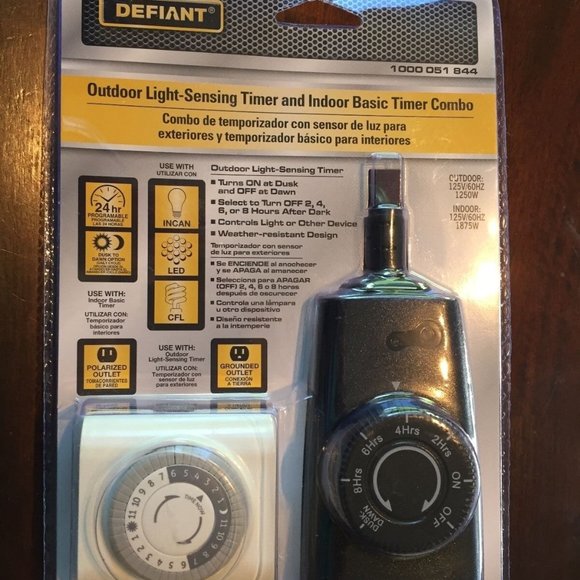 DEFIANT OUTDOOR LIGHT SENSING TIMER & INDOOR TIMER - Picture 1 of 1